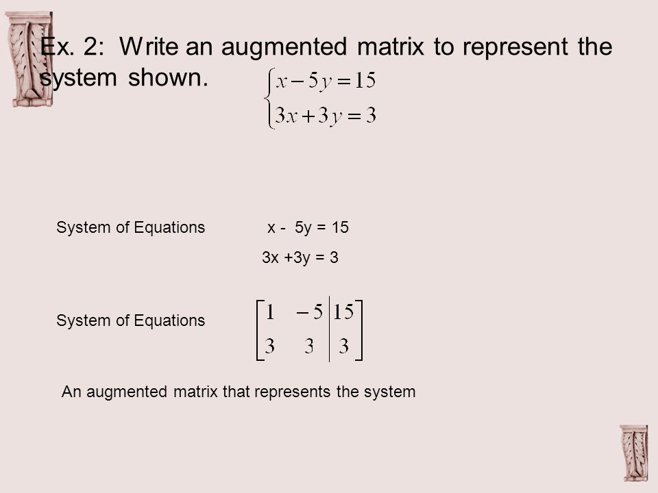 writing a system of equations as a matrix organization